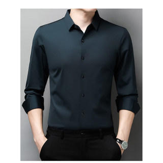 Camisa de negócios de alta qualidade masculina de manga comprida camisa de seda de alta qualidade camisa Polo de manga c