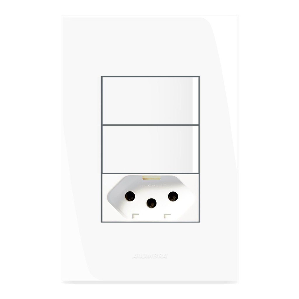 Conjunto 2 Interruptores Paralelos + 1 Tomada 10a 250v com Placa 4x2 Inova Pro Alumbra