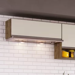 Armário Aéreo para Cozinha 1 Porta Basculante Athena Marrom/Itaúba/Off White Itaúba/Off White