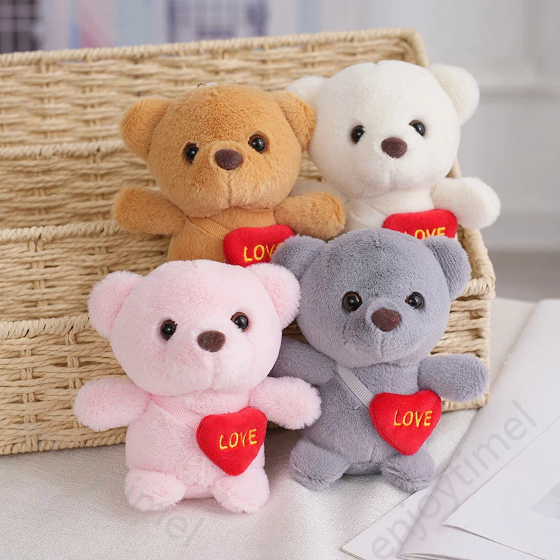 Urso de Pelúcia com Chaveiro de Coração, Fofo, Urso com a Frase 'Eu Te Amo', Presente para o Dia dos Namorados, Branco e