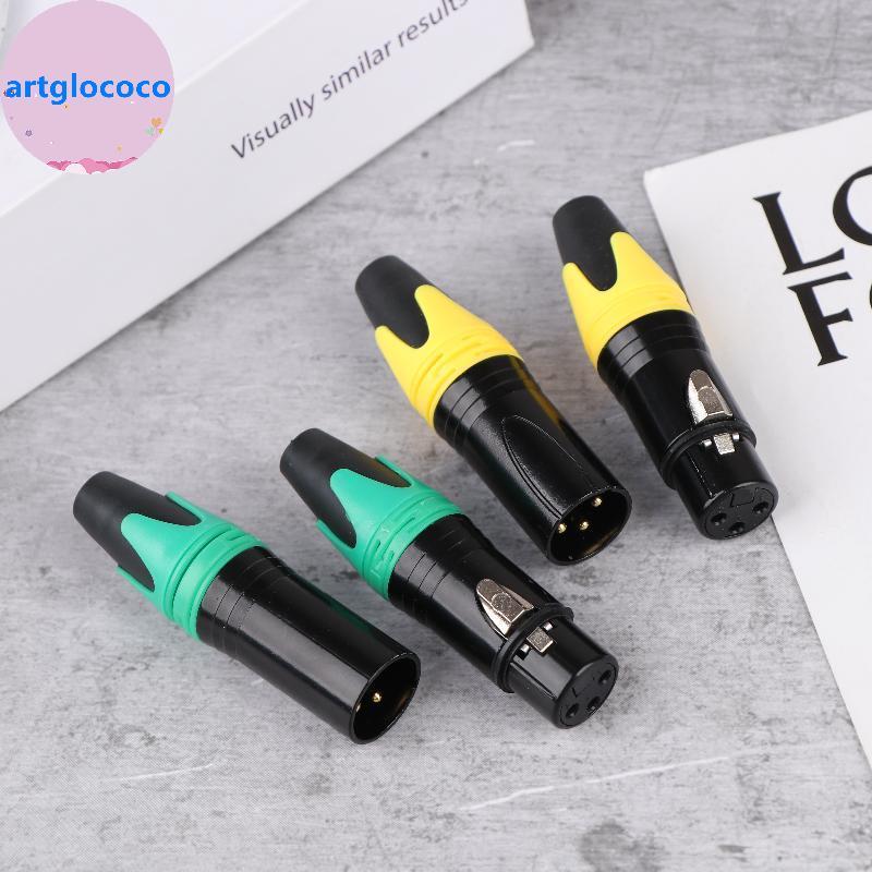 Artglococo 1/2 Unidades Pino XLR Plug Ja Macho/Fêmea Conector De Microfone Adaptador Terminal De Cabo Fio De Áudio BR
