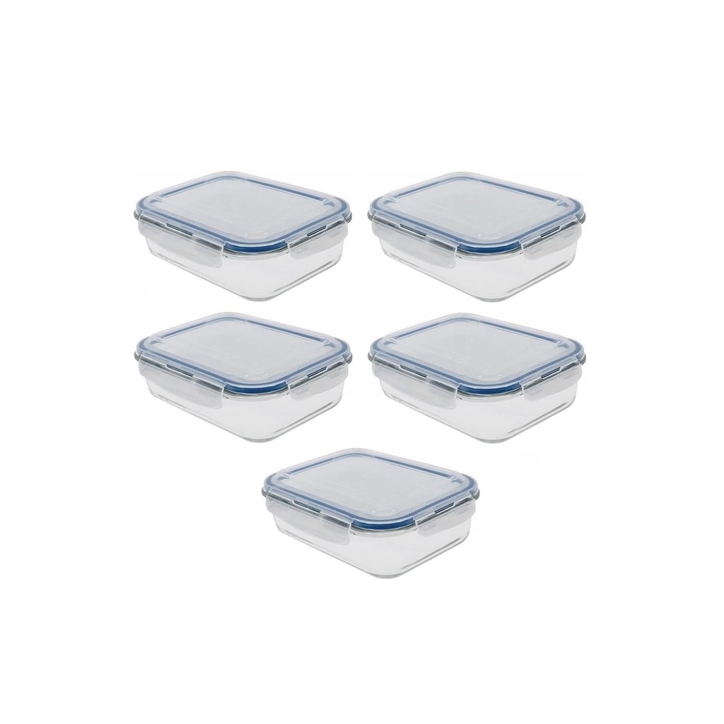 Kit 5 Marmitas P/ Semana 600ml Fitness Refratário Microondas Freezer Mantimento Geladeira Reutilizável Hermético Vedação
