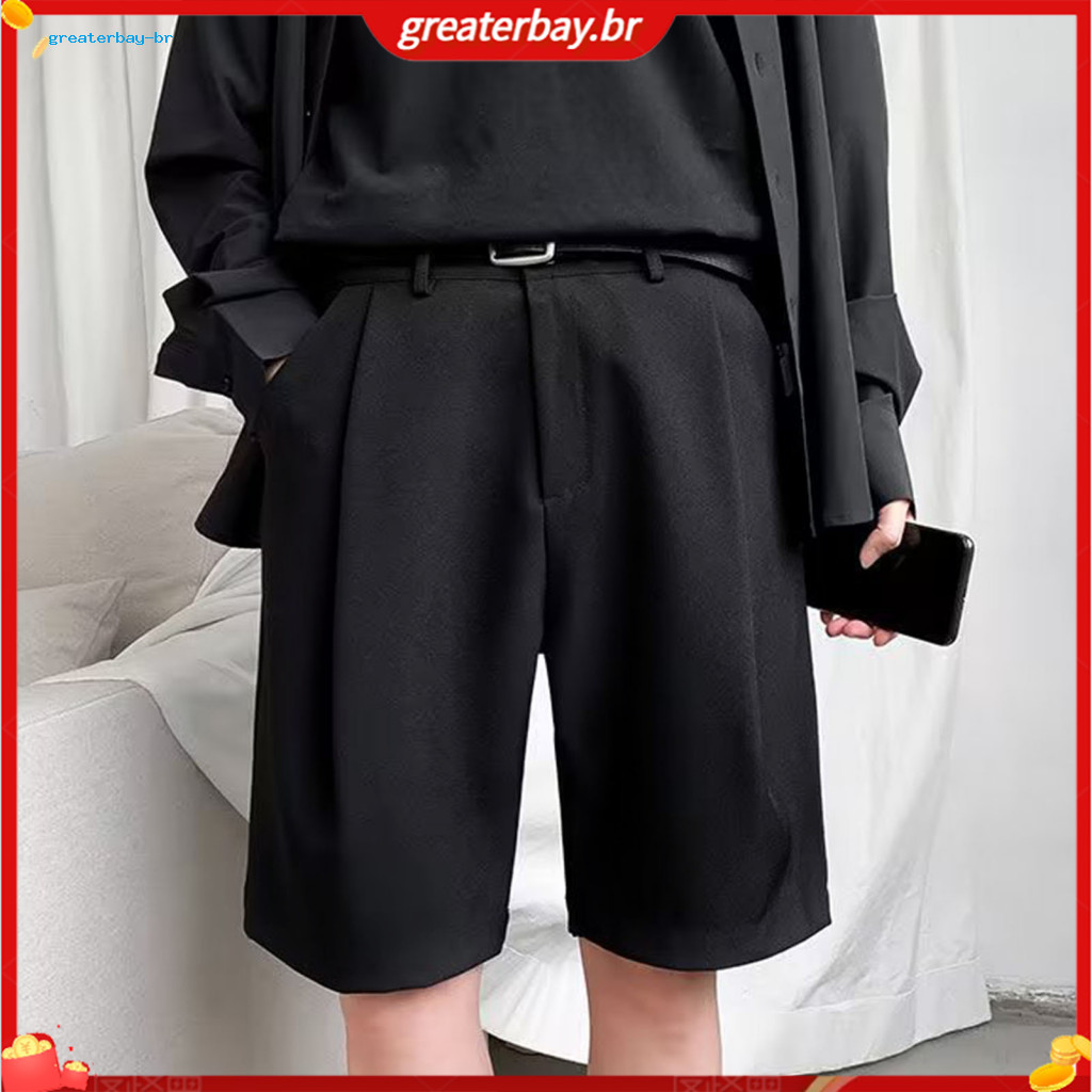 Men's Summer Sport Shorts Mid-rise Wide Leg Ice Silk Fitness Pants with Button Zipper Fly – Ultra-thin Breathable Quic