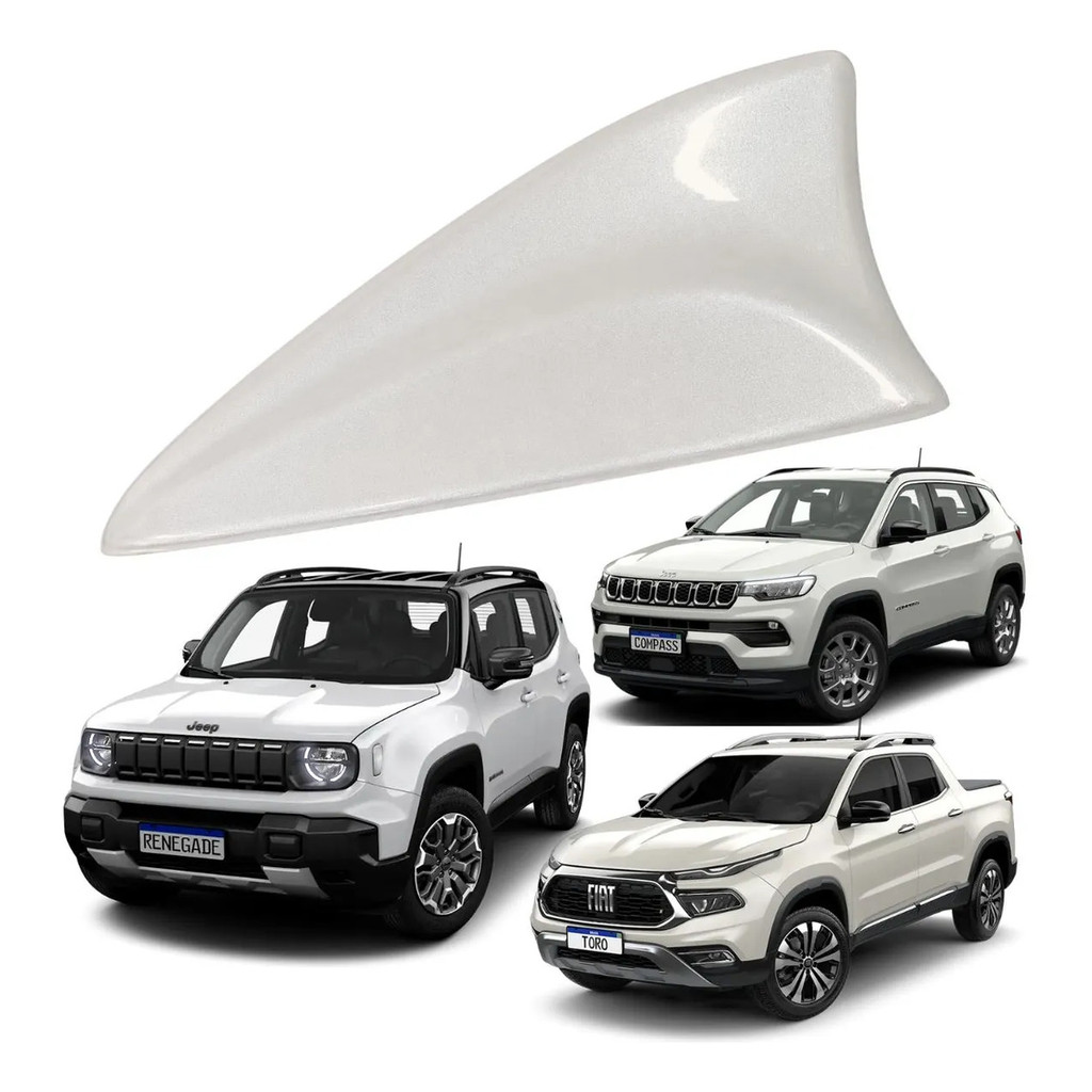 Antena Shark Tubarão Amplificada Fiat Toro, Pulse, Argo-Jeep compass, Renegade Branco Perolizado