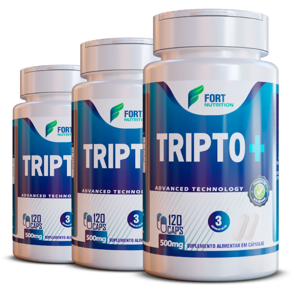 Tripto + L-Triptofano 500mg - Niacinamida (Vitamina B3) e Bisglicinato de Magnésio 120 Cápsulas