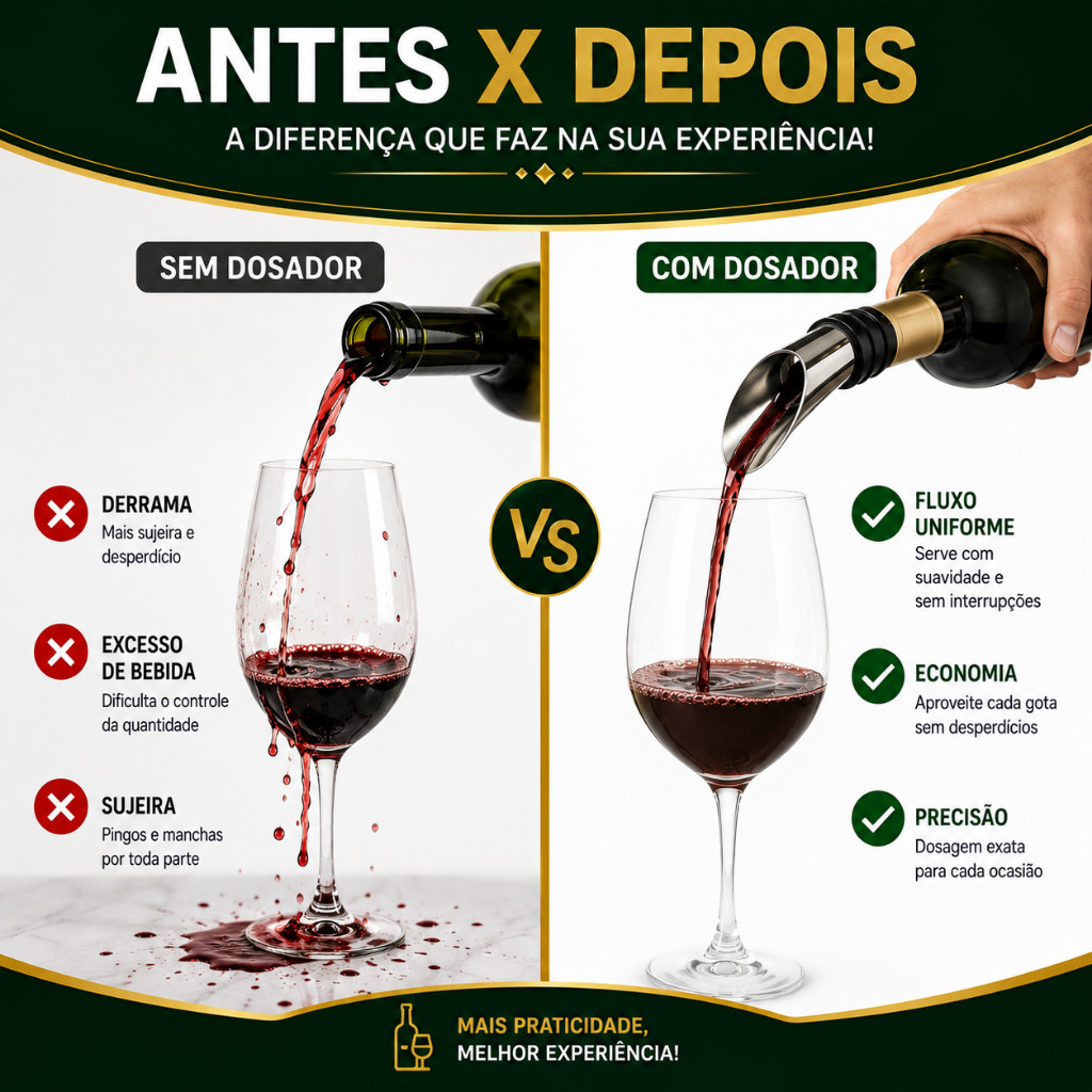 Dosador de Vinho Garrafa com Tampa 8cm 1/2/3/4 Bico Inox Antirrespingo Fluxo Controlado para Vinho Whisky Vodka Licor