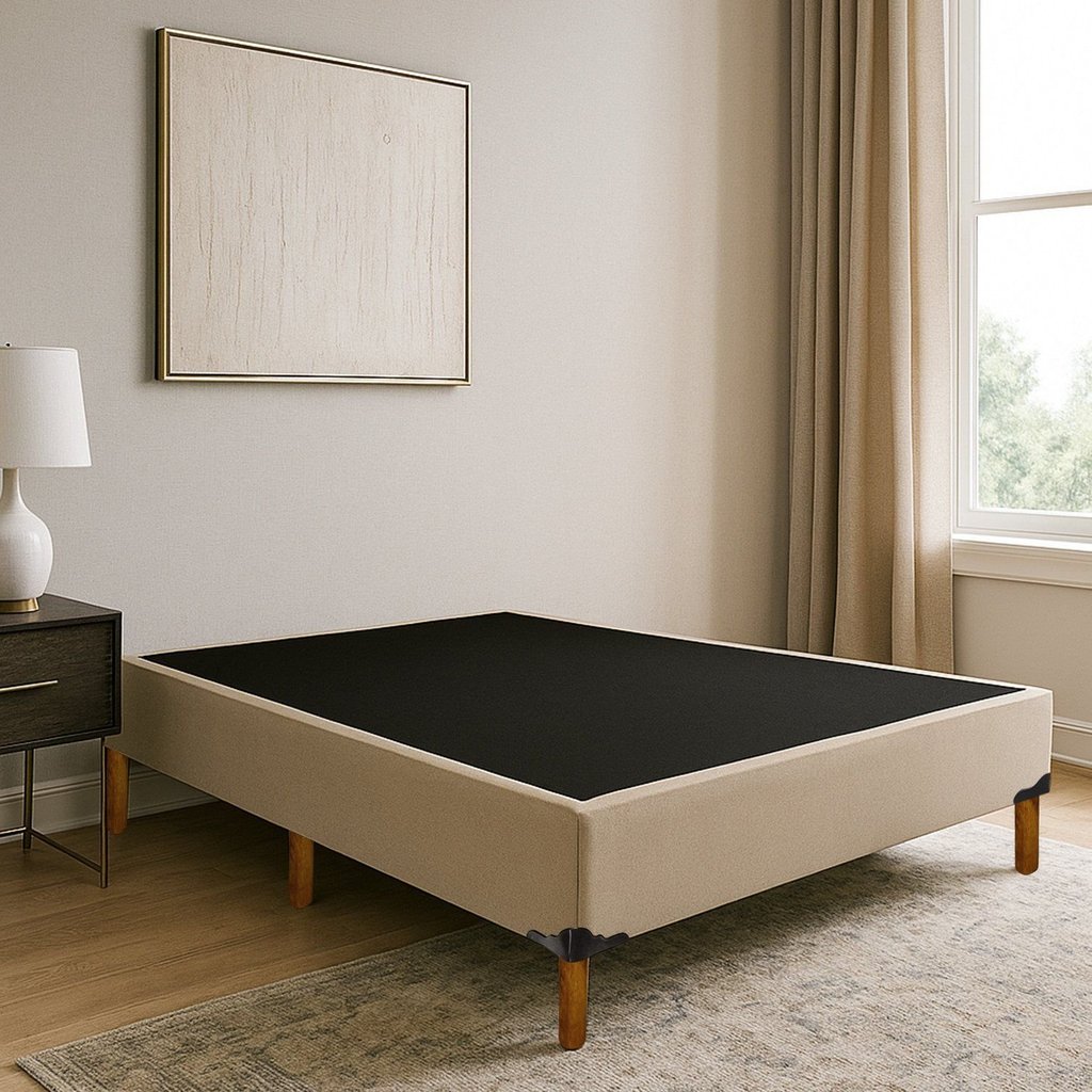 Base Cama Box Casal 39x138cm com 6 Pés Bege Bege