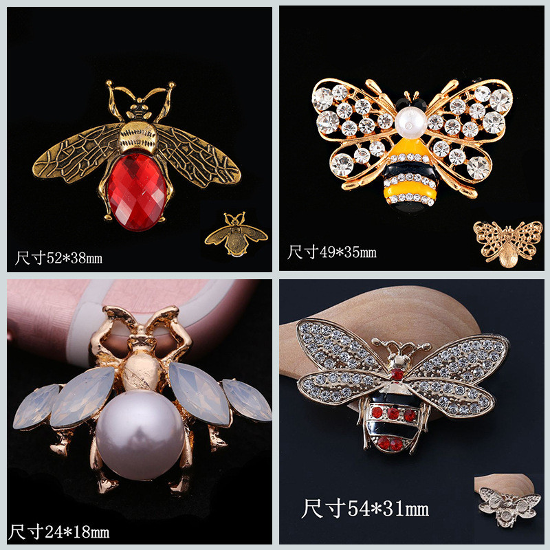Acessórios de joalheria DIY, acessórios de liga metálica de abelha e borboleta, acessórios de decoração para calçados ti