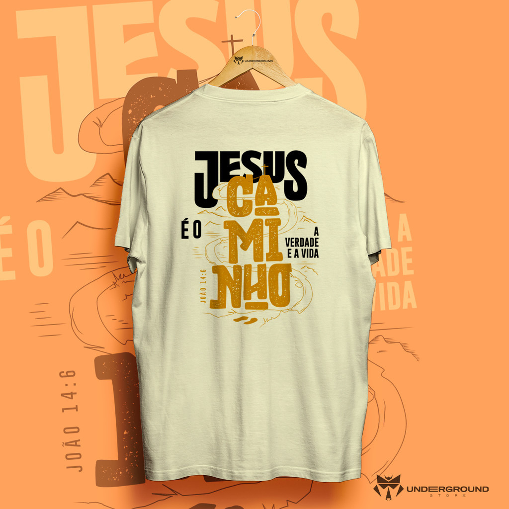 Camiseta Cristã Camisa Masculina e Feminina Streetwear Jesus é o Caminho Blusa Evangélica Unissex Casual Estampada