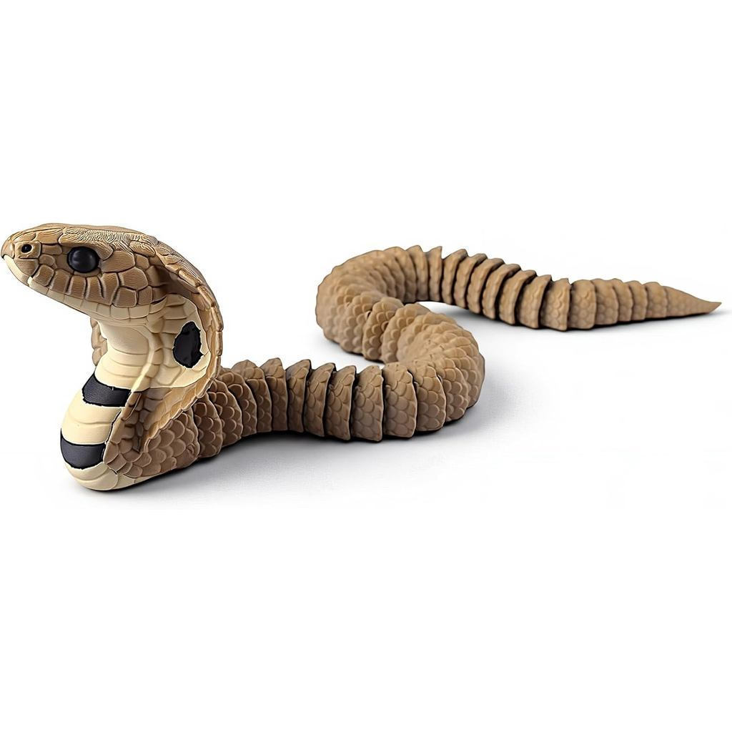 Brinquedo De Cobra Impresso Em 3D , Brinquedos Articulados Flexíveis E Realistas Marrom , Decoração De Mesa Para Escritó