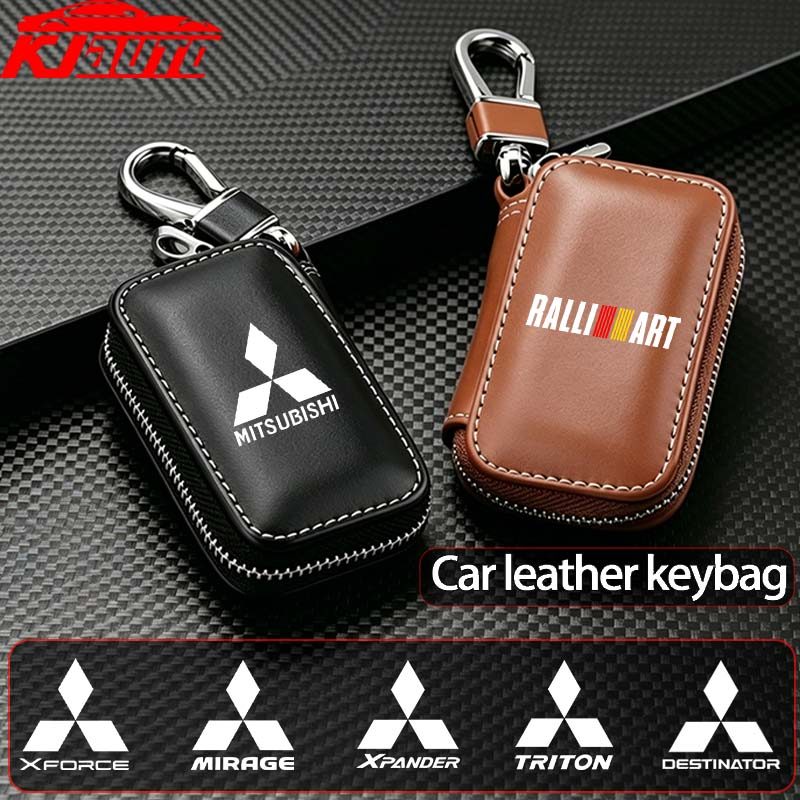 Capa De Couro Para Chave Com Chaveiro , Protetora De Carro Adequada Mitsubishi Xforce Xpander Mirage G4 Triton L200 Lanc