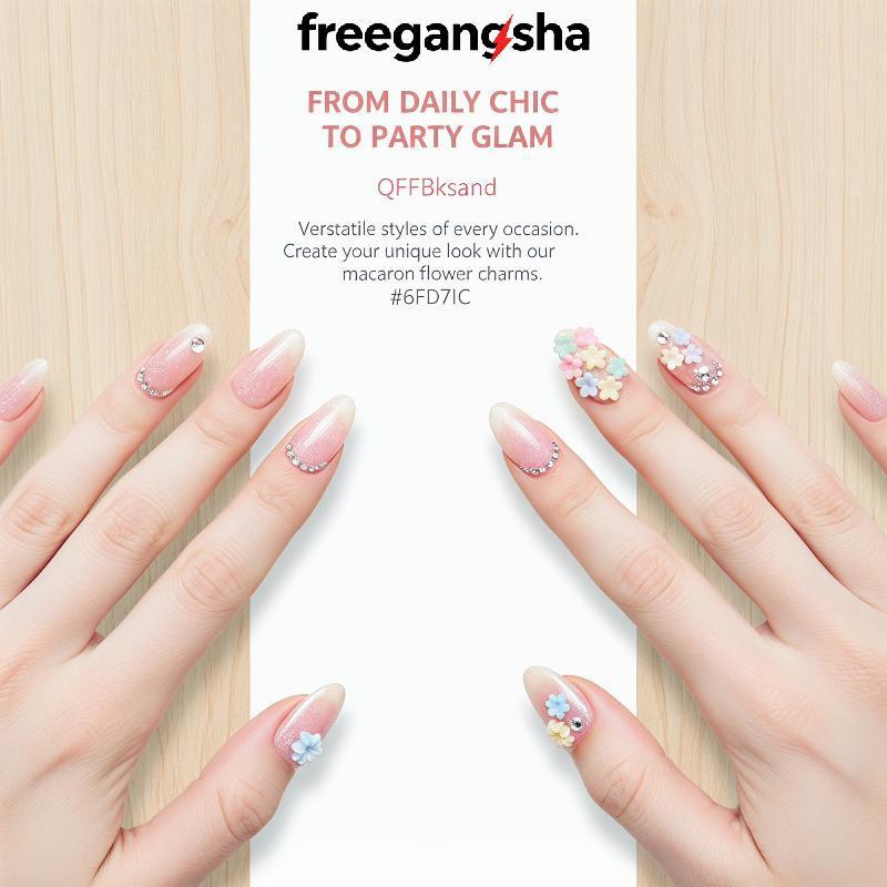 [FRE] Bonito 3D Pastel Macaron Flor Nail Art Encantos Com 6 Grade Caixa De Armazenamento Perfeito Para DIY Design Uso Em