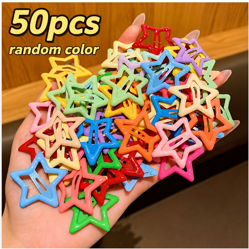 Kit 50pcs Presilha Estrela Infantil Colorida Tic Tac Antiderrapante Meninas