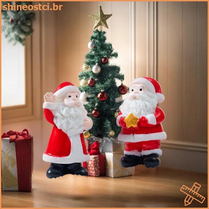 SHINE 1/4 Pçs Árvore De Natal Papai Noel Boneco De Neve Elk Pinguim Sino Ornamentos Paisagem Em Miniatura Casa Ano Novo