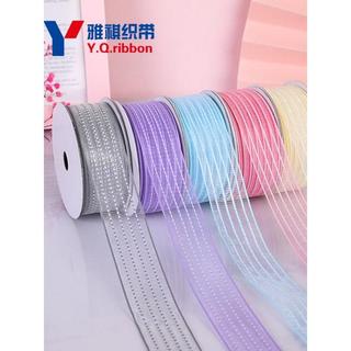 2.5cm de largura Taiwan Jumper fio transparente listrado neve gaze fita flor fita cinza fita de embalagem diy
