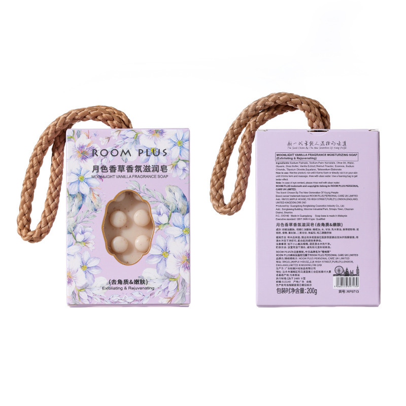 R ROOMPLUS Moonlight Vanilla Fragrance Sabonete Hidratante 200g (Esfoliante e Rejuvenescedor) Sabonete de Banho de Limpe