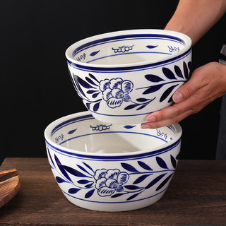 Bacia de cerâmica para cozinha doméstica, bacia de tempero com tampa, tigela comercial, recipiente de frango, retrô, esp