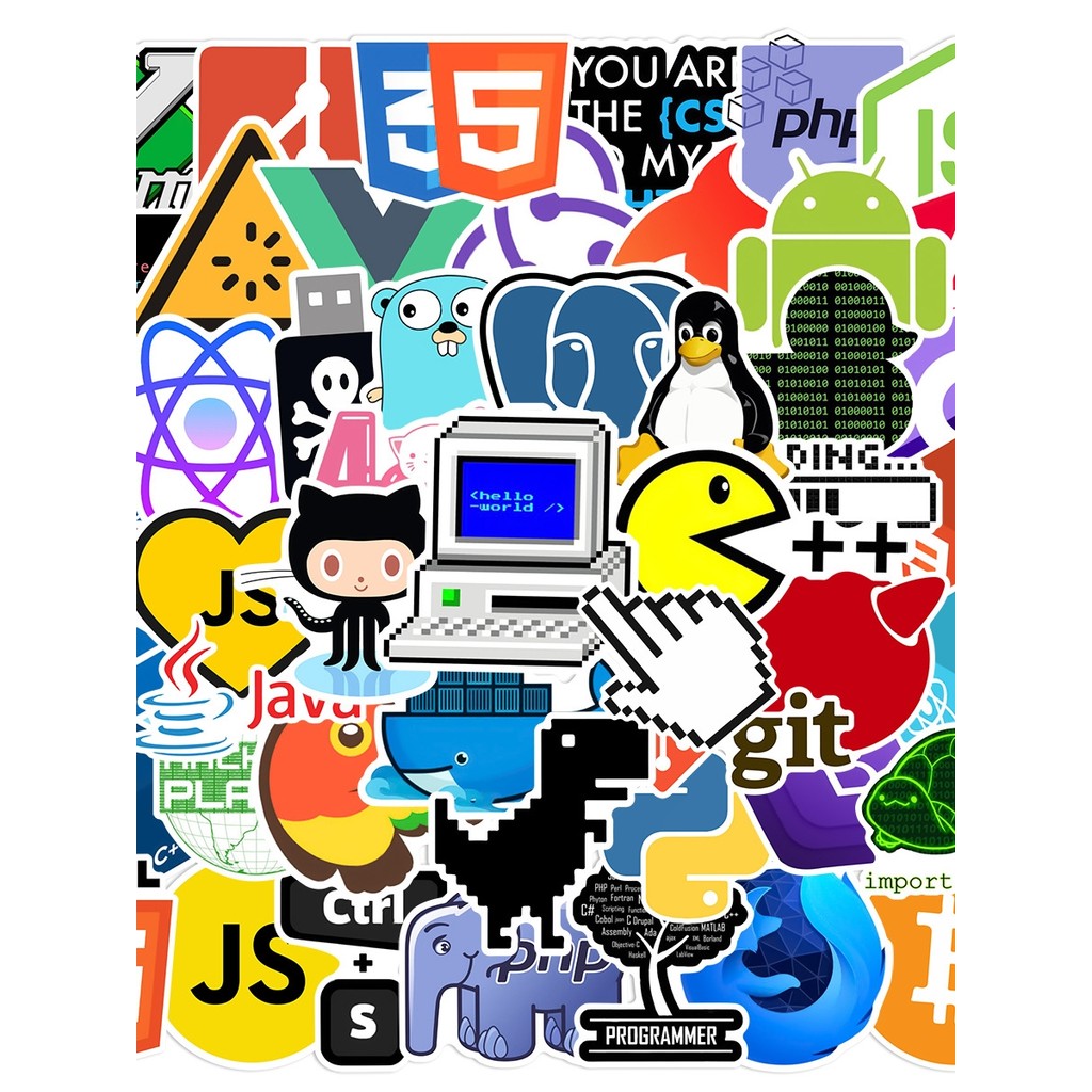 50 folhas de Software de programação logotipo desenvolvimento programador Graffiti adesivos exclusivos negócios escritór