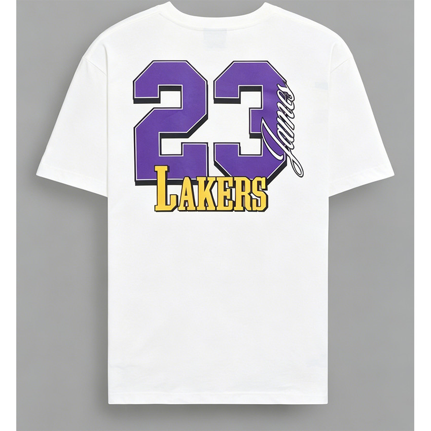 Camiseta Masculina Feminina Oversized Estampa Número 23 James Los Angeles Lakers Roxo Amarelo T-shirt Streetwear Moda