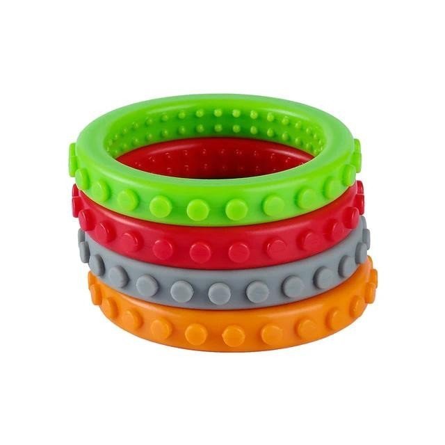 Bebê Mastigando Mordendo Brinquedos Para Autismo Tdah Mastigar Mordedor Anéis Pulseira Crianças Sensorial Dentição Silic