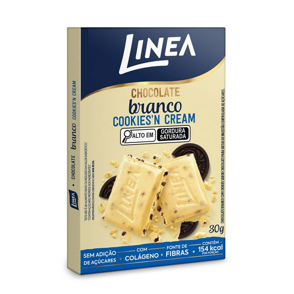 Detalhes do Chocolate Branco Cookies'N Cream Sem Açúcar Linea 30g