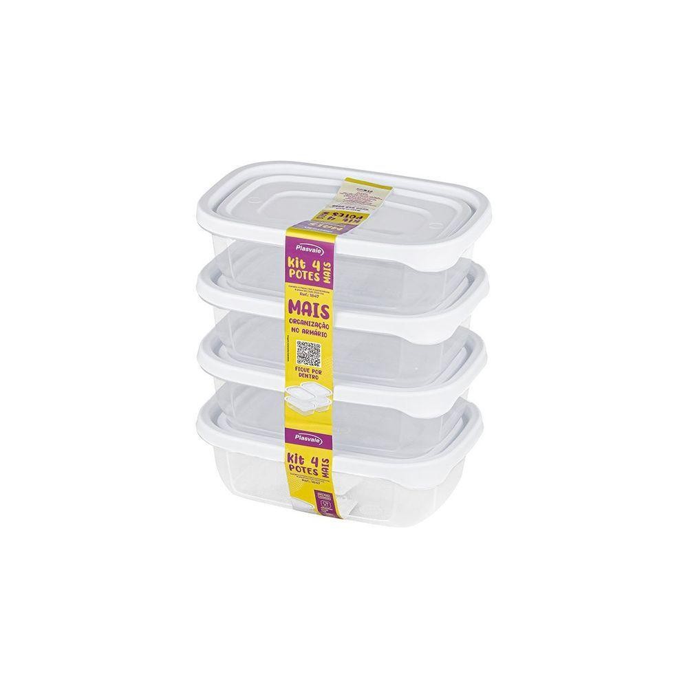 Kit 4 Potes Linha Mais 300ml Plasvale Branco