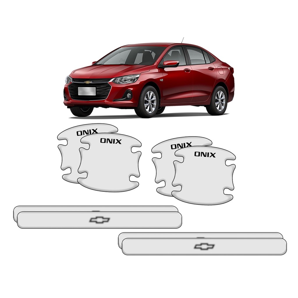 Kit De Adesivo Protetor Transparente Maçaneta E Puxador Resinado Chevrolet