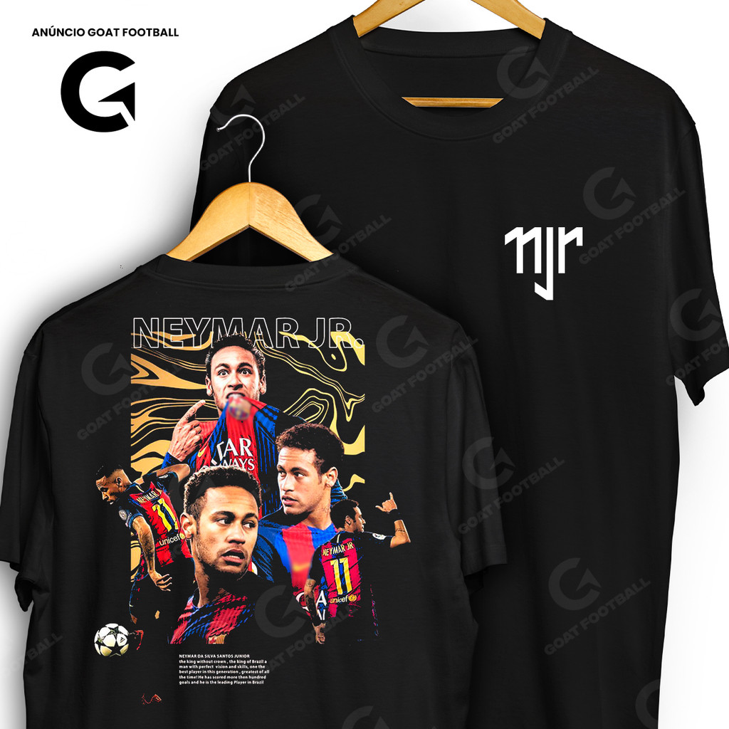 Camiseta Neymar Jr Njr Barça Frente e Verso Streetwear Blusa Camisa Futebol 100% Algodão