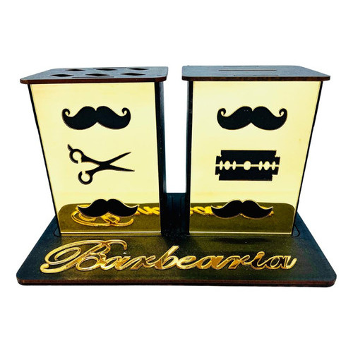 Descarte De Laminas De Barbearias + Porta Tesouras Dourado em Oferta na Shopee