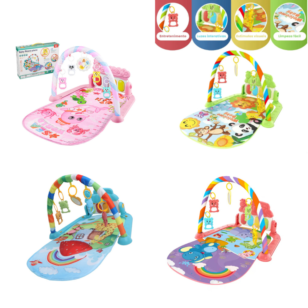 Tapete de Atividades Bebê Musical Ginásio Piano Som e Luzes em Oferta na Shopee
