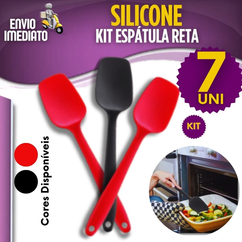 Espátula Reta 3/4/5/7 Peças De Silicone Premium Para Cozinha Buffet Utensilio de Cozinha Doceria
