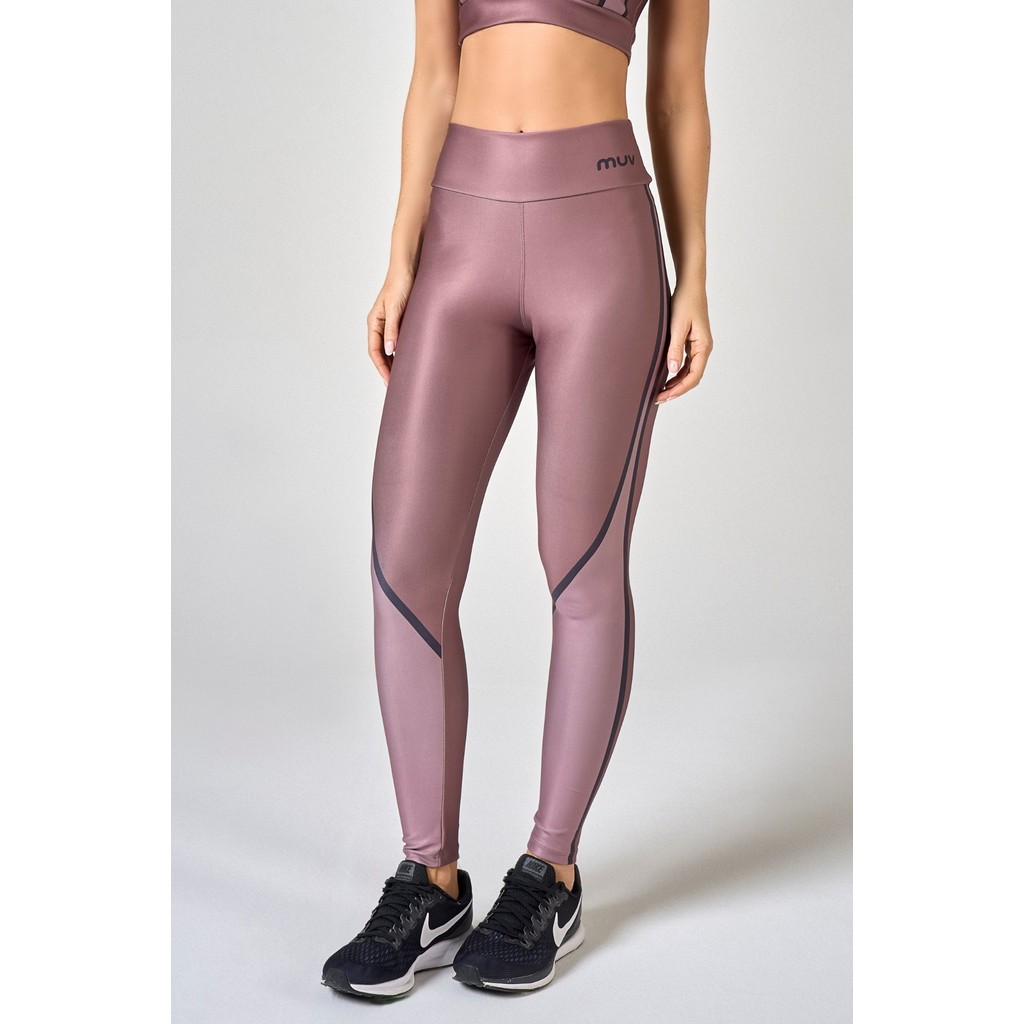 Calça Legging Feminina Fitness Duo Brown Marrom Rose Esportiva Academia Treino Corrida Cintura Alta Compressão