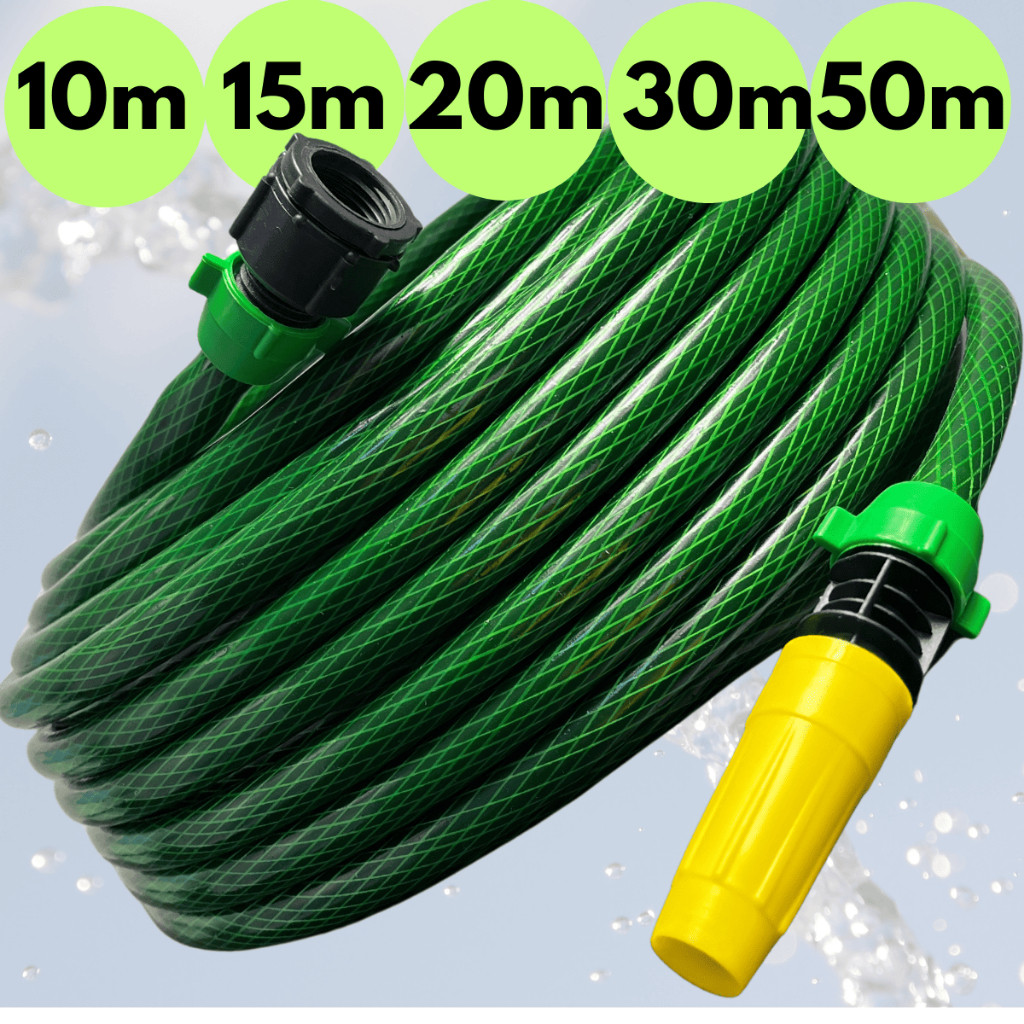 Mangueira De Jardim Flexível De Pvc Trançada Verde Com Esguicho