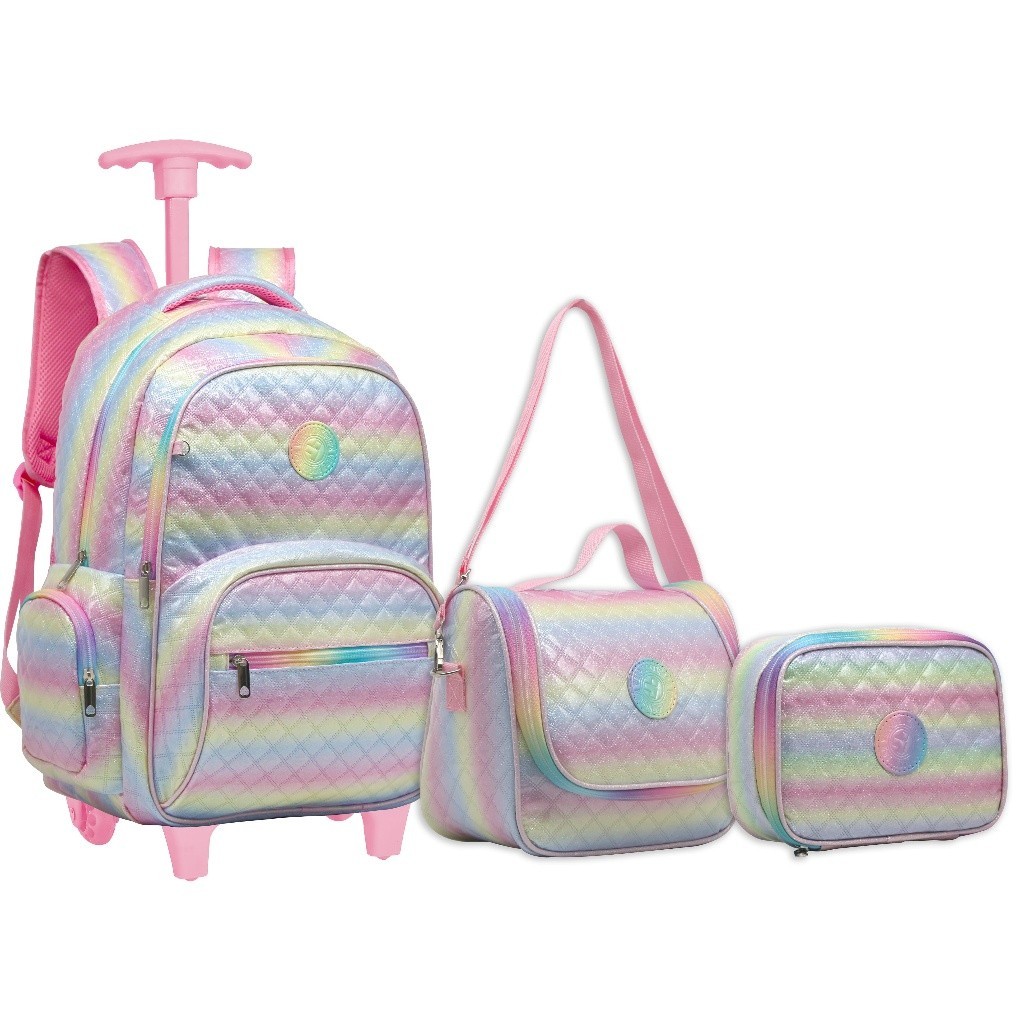 Kit Mochila Grande Com Rodas Tie Dye Colorida Escolar Feminina em Oferta na Shopee