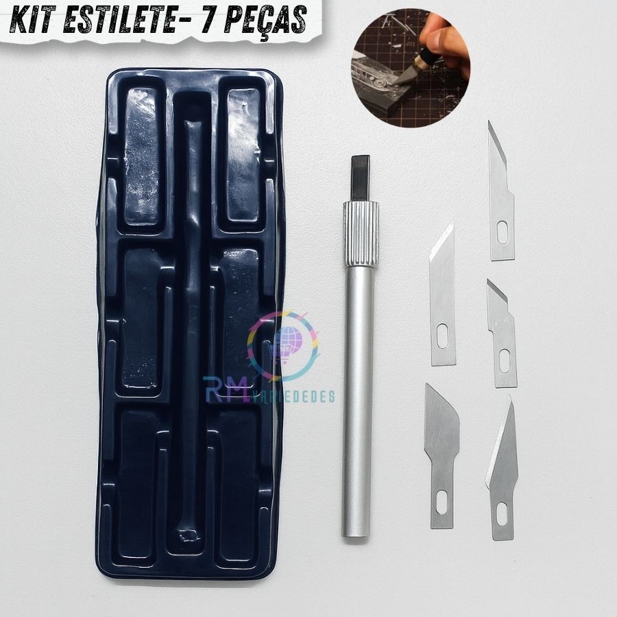 Estilete Profissional De Precisão 7 Peças Bisturi Para Patchwork Artesanato Multi função
