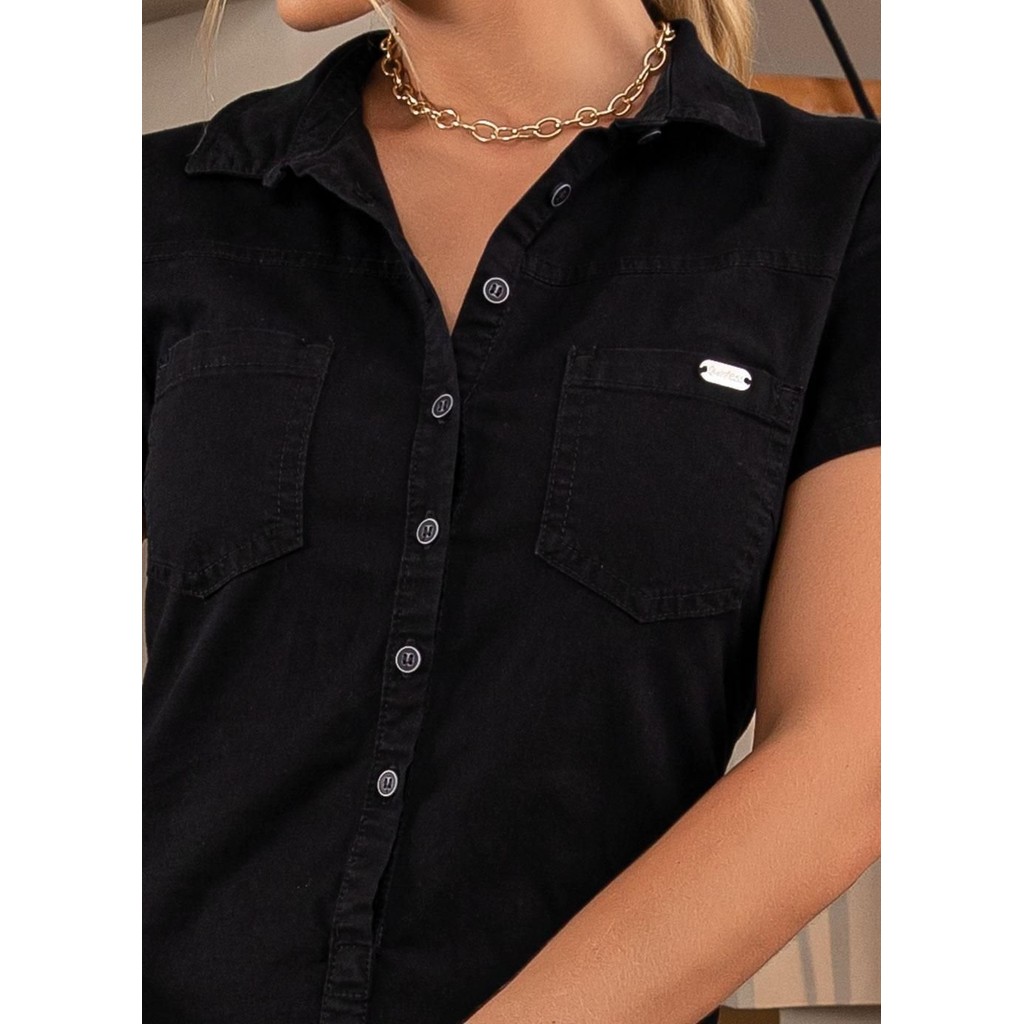 Vestido Jeans Preto Quintess — imagem 2 de 2