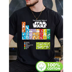 Camiseta Unissex Premium Plus size Star Wars Tabela Periódica Personagens Básica Oversized 100% Algodão