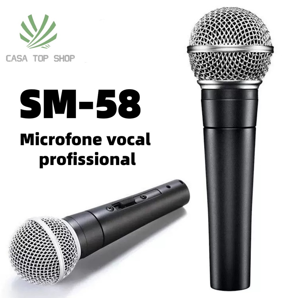 Microfone Profissional Sm58 Com Cabo 5 Metros Chave Liga E Desliga Alta Sensibilidade em Oferta na Shopee