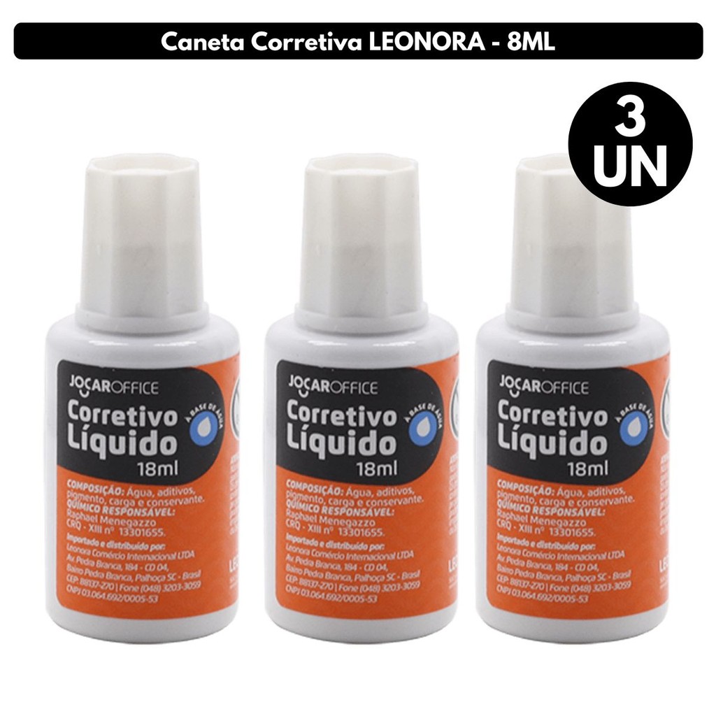 Kit C/ 3 Corretivo Liquido LEONORA - 18ml