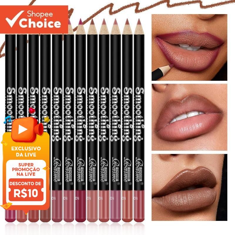 Conjunto De Delineador Labial De 12 Cores , De Longa Duração , À Prova De Manchas , Fácil De Aplicar , Resistente A Tran