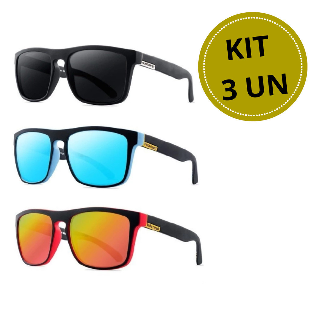 KIT 3 Óculos de sol Quikisver moda verão com proteção uv400 em Oferta na Shopee