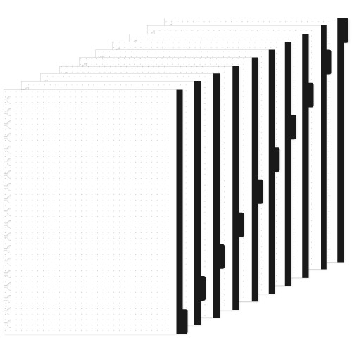 Divisórias C/ 10 Abas P/ Caderno Reposicionável | Pontilhado Preto