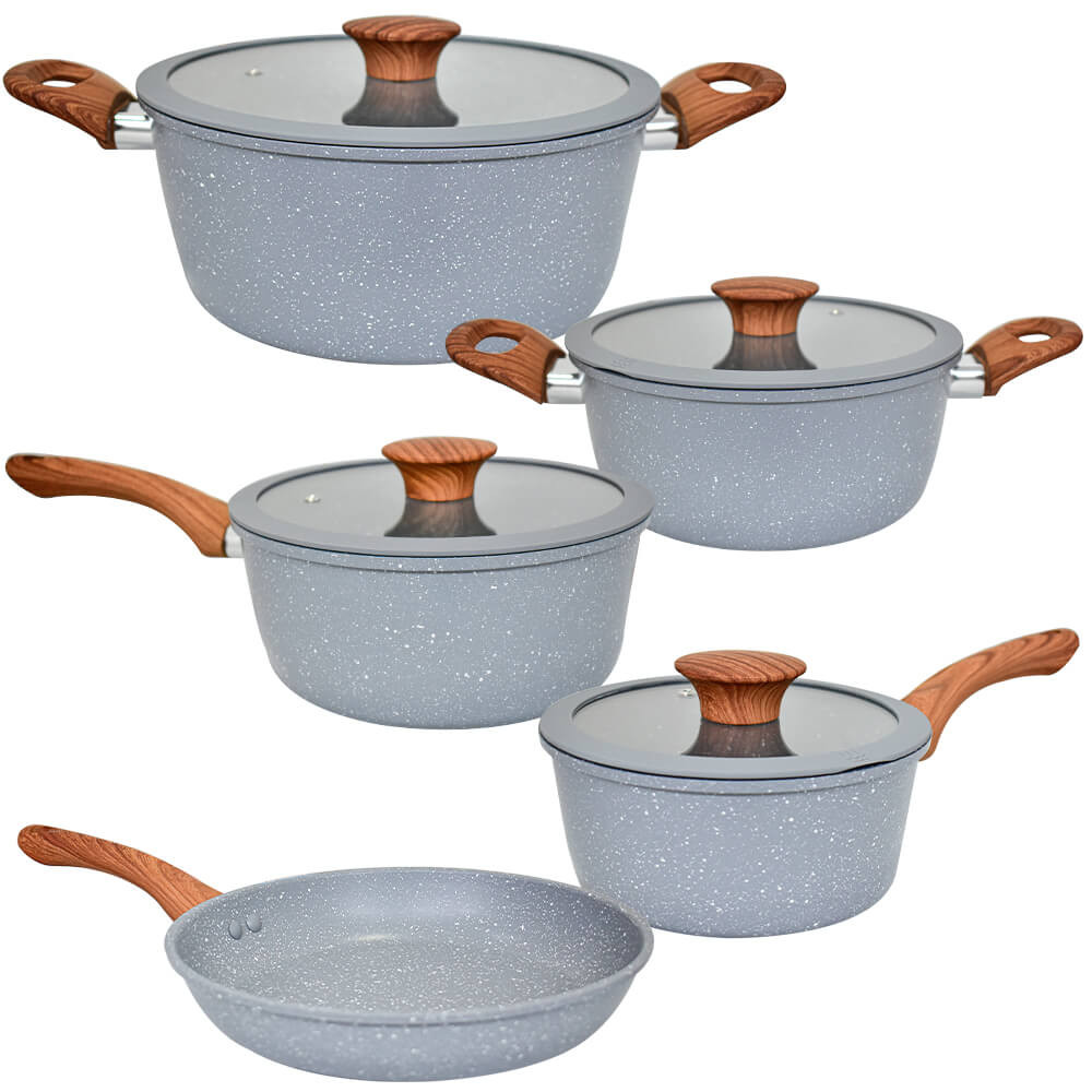 Jogo de Panelas de Indução Antiaderente Cerâmica Verona Cinza 5 peças - Vista Home em Oferta na Shopee