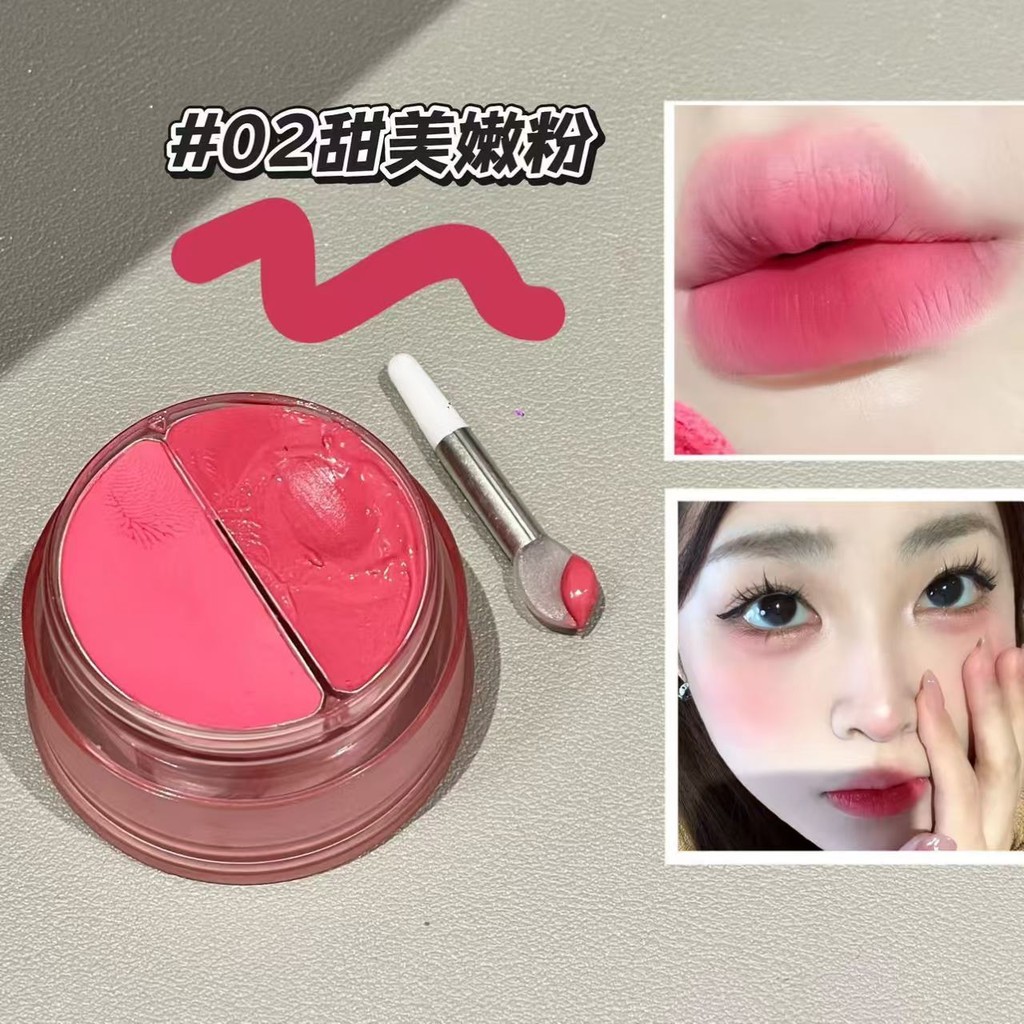 Cor Super bonita do grupo de meninas!Olive Skin Big Score ~ Batom de textura dupla de duas cores Batom Blush Bálsamo mul