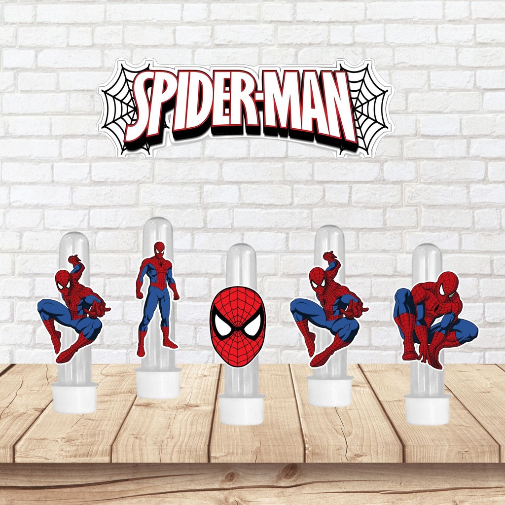 Kit Apliques para Tubetes Tema Homem Aranha Spiderman Festa infantil - Lembrancinhas Personalizadas