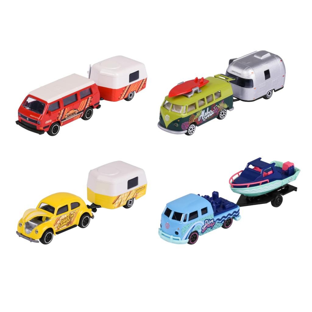 Brinquedo Majorette Série Vw Carro Com Trailer Infantil Menino Menina Colecionável