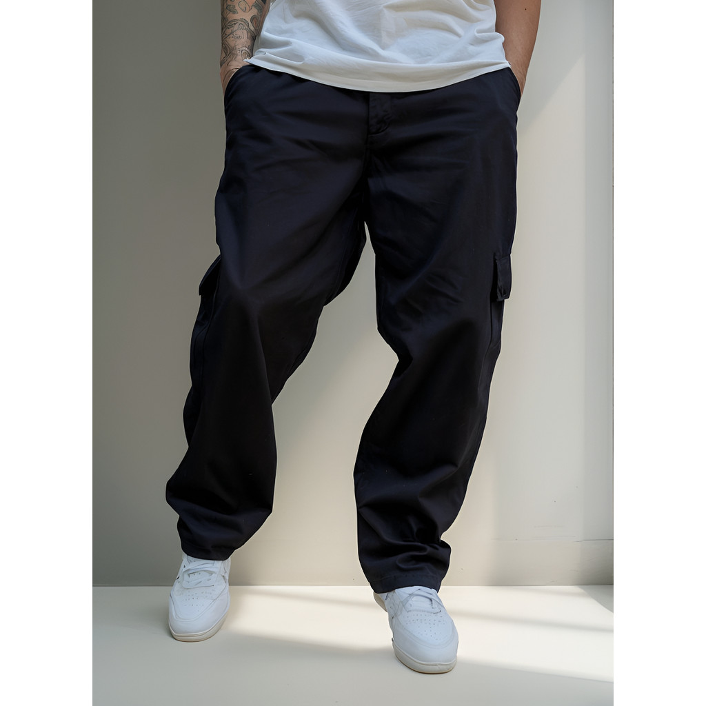 Calça Cargo Masculina Larga Skate Elástico Cintura Unissex