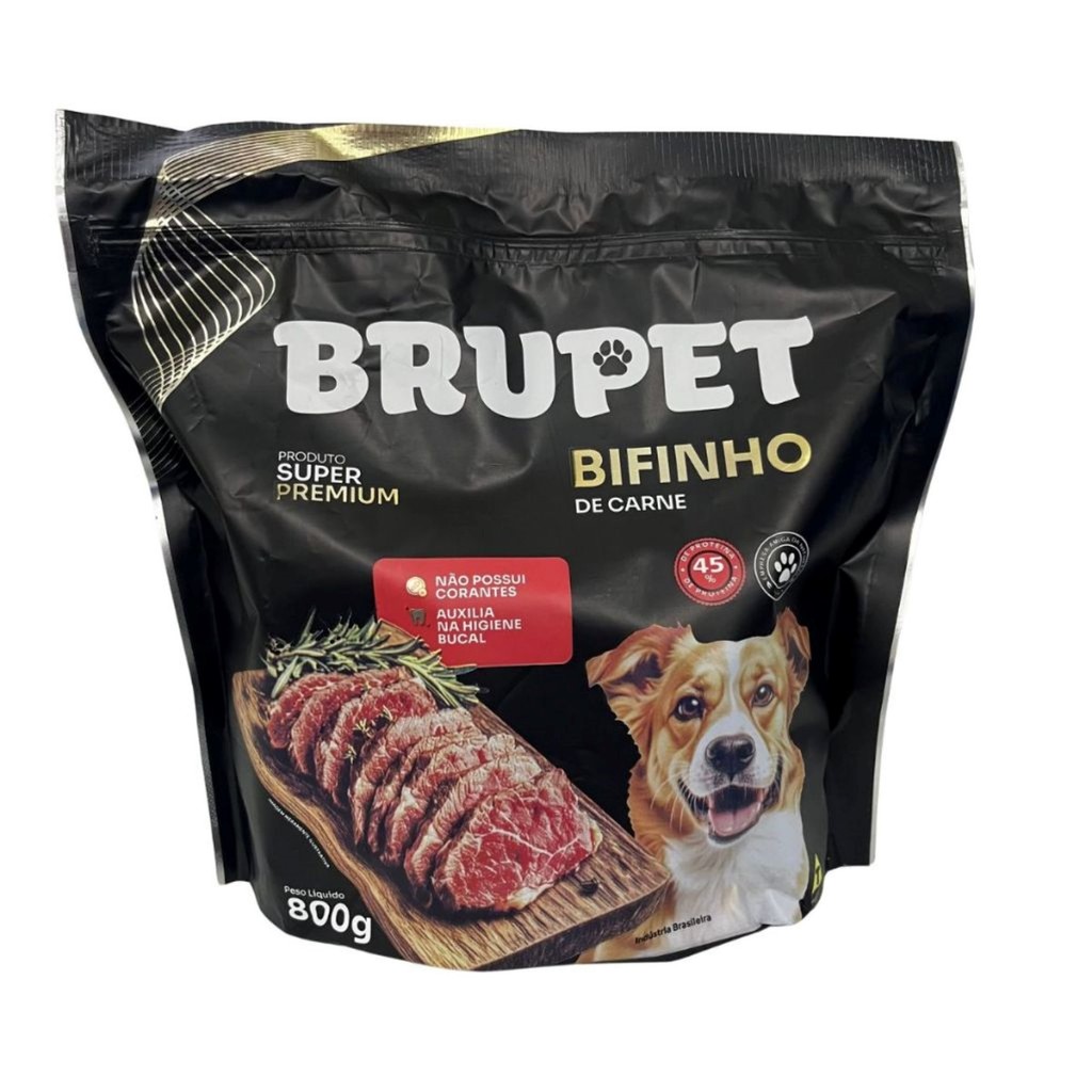 Bifinho de Carne 800g Brupet – Petisco premium para cães, saboroso e nutritivo, ideal como recompensa diária.
