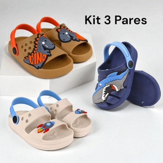 Kit 3 Pares Sandália Babuche Infantil Menino Confortável Antiderrapante Papete Verão Dia das Crianças em Oferta na Shopee