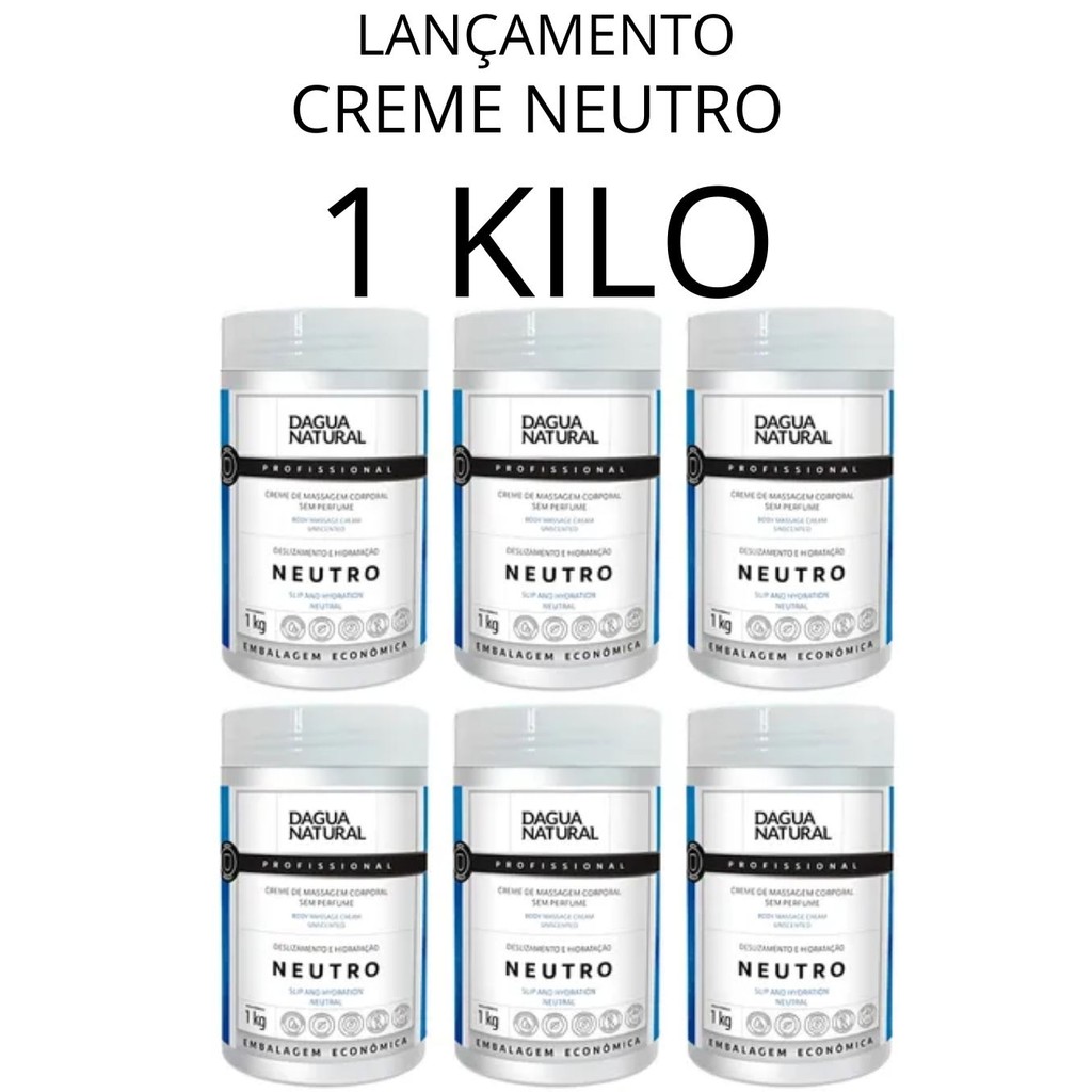 Creme de Massagem Natural NEUTRO 1KG Dagua Natural - 1 UNIDADE